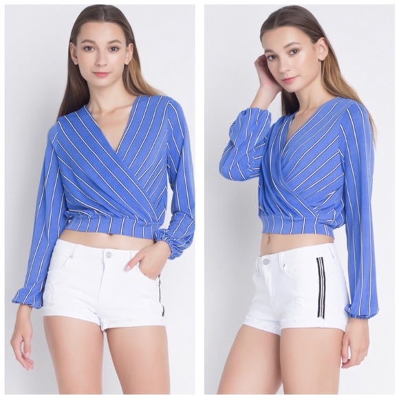 Striped wrap style top - Picture 3 of 3